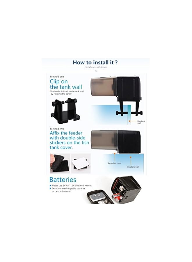 Aquarium Fish Feeder, 0.175L Capacity, Plastic, Timer, Suitable for Pelleted, Particle, Flake Feeds - Image 3